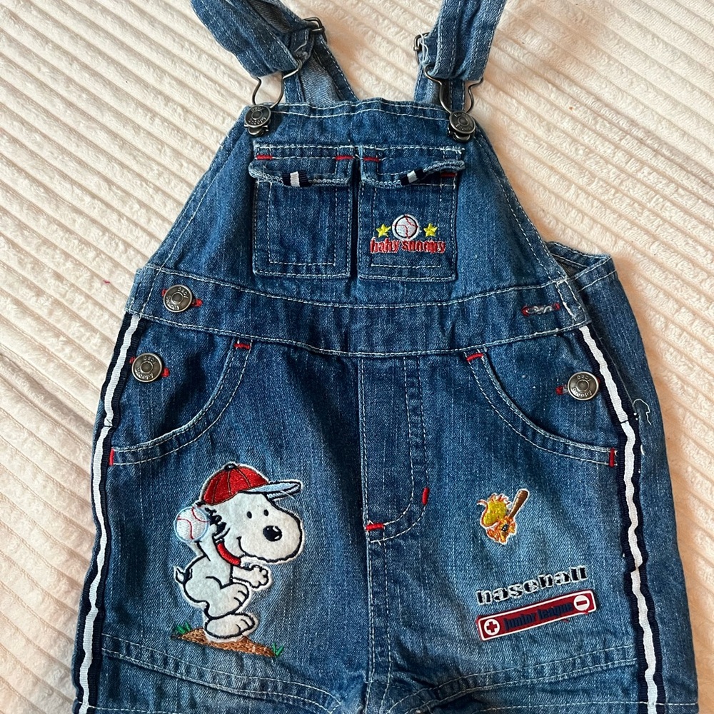Vintage Denim snoopy Overalls